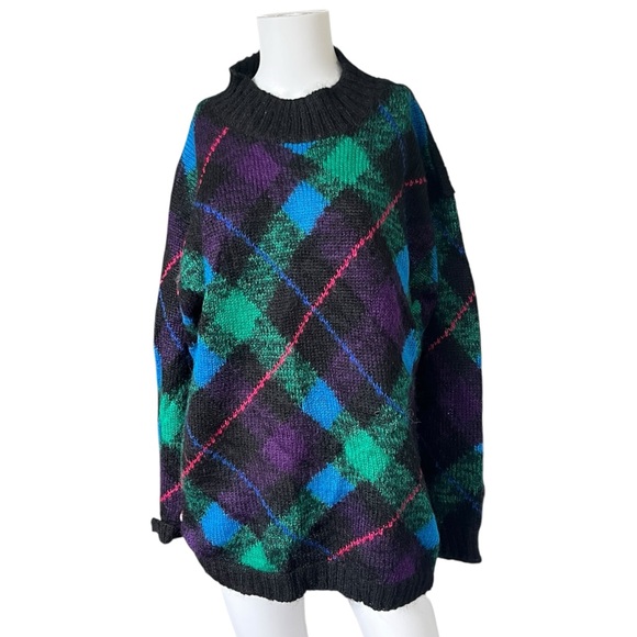 Vintage Rosanna Sweater Pullover Argyle Mohair Blend Womens Size Large - Picture 8 of 8